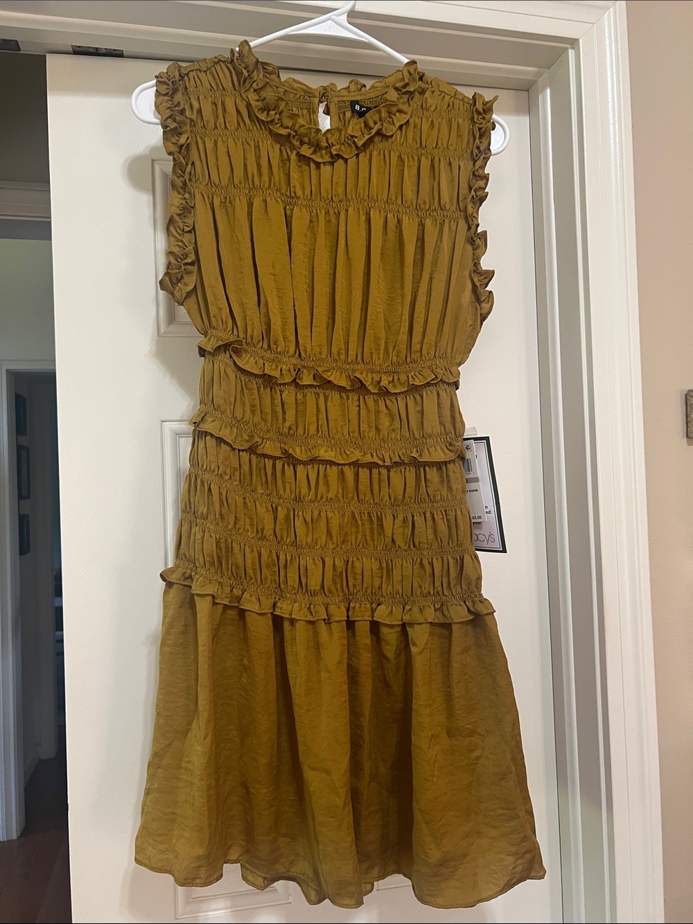 B Darlin Mustard Ruffle Smocked Casual Dress Size 1/2